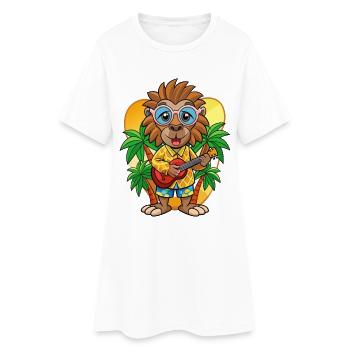 Lustige Pavian Cartoon Sommer Strand Sonnenbrille - Frauen T-Shirt-Kleid - Weiß - Vorne