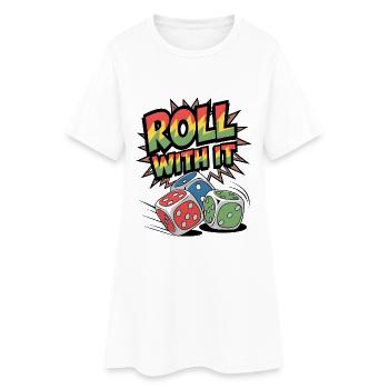 Lass dich darauf ein - Frauen T-Shirt-Kleid - Weiß - Vorne