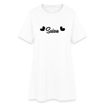 SUISSE. HUMOUR. PAYS. DRAPEAU. GENEVE. LAUSANNE - Robe T-shirt Femme - blanc - Devant