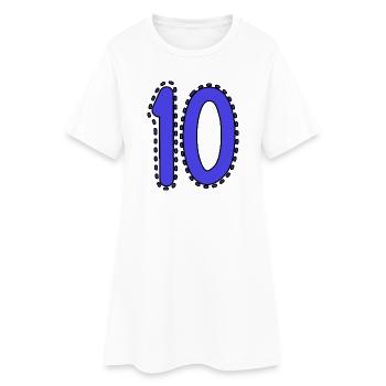10. 10 ANS. 10e ANNIVERSAIRE. ANNIVERSAIRE 10 ANS. - Robe T-shirt Femme - blanc - Devant