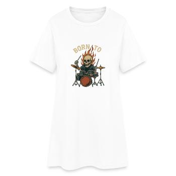 Né pour tambouriner - Robe T-shirt Femme - blanc - Devant