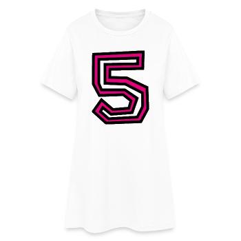 5 - Frauen T-Shirt-Kleid - Weiß - Vorne
