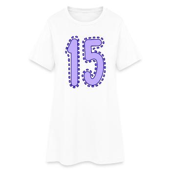 15. 15 ANS. 15e ANNIVERSAIRE. ANNIVERSAIRE 15 ANS. - Robe T-shirt Femme - blanc - Devant