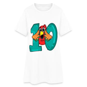 10 anniversaire - oiseau perroquet avec le numéro 10 - Robe T-shirt Femme - blanc - Devant