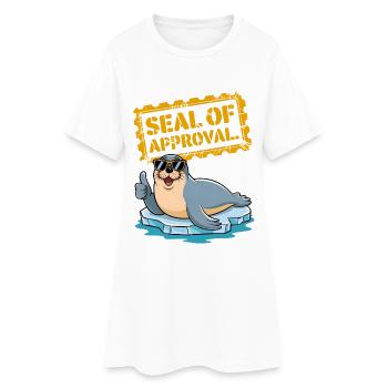 Gütesiegel - Frauen T-Shirt-Kleid - Weiß - Vorne
