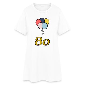 80. 80 ANS. 80e ANNIVERSAIRE. ANNIVERSAIRE 80 ANS. - Robe T-shirt Femme - blanc - Devant