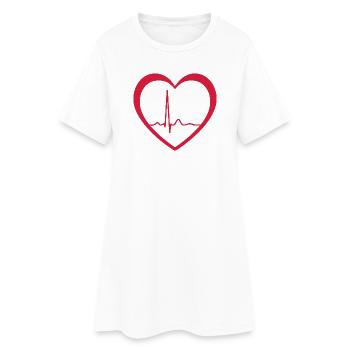 Herzschlag-EKG-Linie Medizinischer Pulswellen-Ikon-Vektor - Frauen T-Shirt-Kleid - Weiß - Vorne