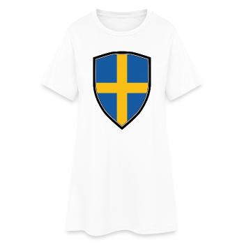 SWEDEN FLAG SHIELD - Frauen T-Shirt-Kleid - Weiß - Vorne