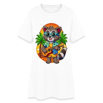 Drôle de raton laveur dessin animé lunettes de soleil de plage d’été - Robe T-shirt Femme - blanc - Devant