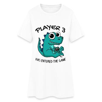 Drittes Kind Spieler 3 Schwanger Baby Dinosaurier - Frauen T-Shirt-Kleid - Weiß - Vorne