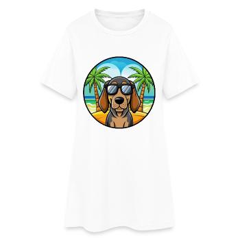 Schwarz Und Tan Coonhound Hunderasse Cartoon Strand - Frauen T-Shirt-Kleid - Weiß - Vorne
