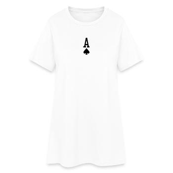 Poker Spielkarte - Pik Ass - Frauen T-Shirt-Kleid - Weiß - Vorne