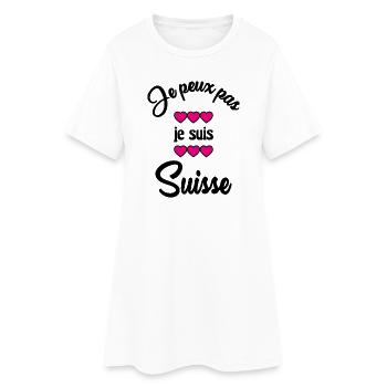 SUISSE. HUMOUR. PAYS. DRAPEAU. GENEVE. LAUSANNE - Robe T-shirt Femme - blanc - Devant