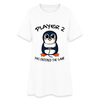 Deuxième bébé joueur 2 bébé pingouin enceinte - Robe T-shirt Femme - blanc - Devant