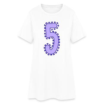 5. 5 ANS. 5e ANNIVERSAIRE. ANNIVERSAIRE 5 ANS - Robe T-shirt Femme - blanc - Devant