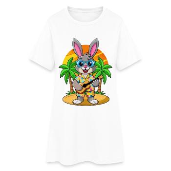 Lunettes de soleil de plage d’été de dessin animé de lapin drôle - Robe T-shirt Femme - blanc - Devant