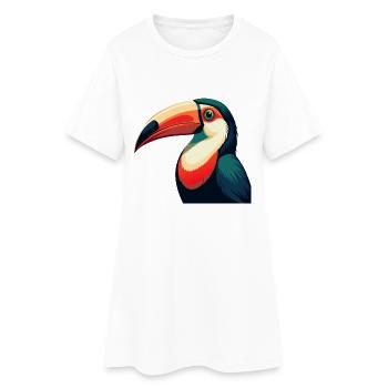 Tukan Zeichentrickfigur Buntes Haustier Tier - Frauen T-Shirt-Kleid - Weiß - Vorne