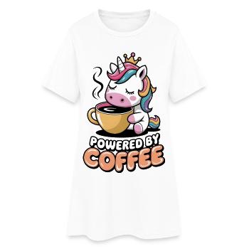 Angetrieben von Kaffee - Frauen T-Shirt-Kleid - Weiß - Vorne