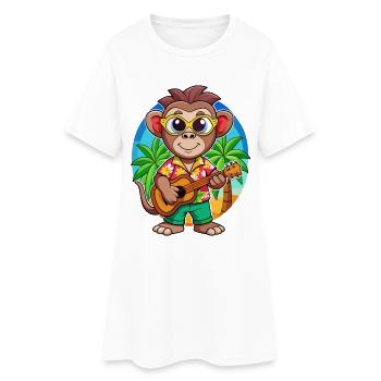 Lustige Affe Cartoon Sommer Strand Sonnenbrille - Frauen T-Shirt-Kleid - Weiß - Vorne