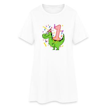 Dinosaur birthday 1 year old - Women’s T-Shirt Dress - white - Front