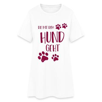 Die mit dem Hund geht - Frauen T-Shirt-Kleid - Weiß - Vorne
