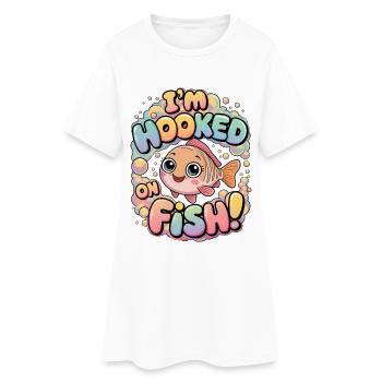 Ich bin süchtig nach Fischen - Frauen T-Shirt-Kleid - Weiß - Vorne
