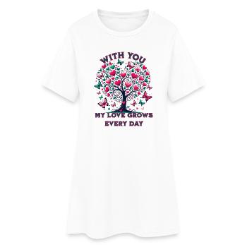 With you, my love grows every day - Women’s T-Shirt Dress - white - Front