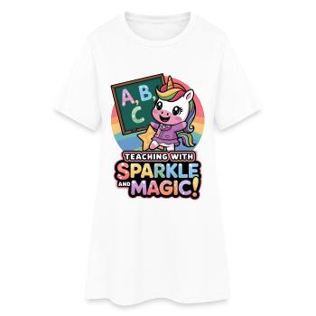 Unterrichten mit Glanz und Magie! - Frauen T-Shirt-Kleid - Weiß - Vorne