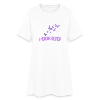 doeslief Schmetterlinge fliegen im violetten Licht - Frauen T-Shirt-Kleid - Weiß - Vorne