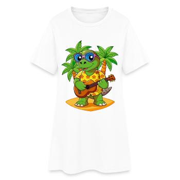 Lustige Schildkröte Cartoon Sommer Strand Sonnenbrille - Frauen T-Shirt-Kleid - Weiß - Vorne