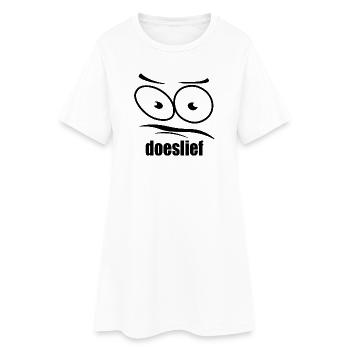 doeslief flehende Augen mit Fragezeichen-Blick - Frauen T-Shirt-Kleid - Weiß - Vorne