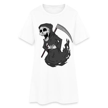 Sensenmann lacht lustig - Frauen T-Shirt-Kleid - Weiß - Vorne