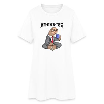 Anti Stress Tasse Faultier Kaffee Büroleben - Frauen T-Shirt-Kleid - Weiß - Vorne