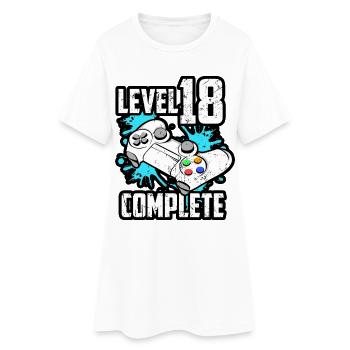 Level 18 Complete Achtzehn Jahre 18. Geburtstag - Frauen T-Shirt-Kleid - Weiß - Vorne