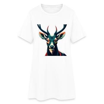 Hirsch Zeichentrickfigur Buntes Haustier Tier - Frauen T-Shirt-Kleid - Weiß - Vorne