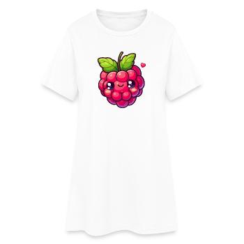 Himbeere - Herz - Frauen T-Shirt-Kleid - Weiß - Vorne