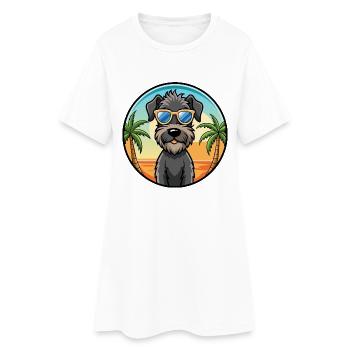 Kerry Blue Terrier Hunderasse Cartoon Sonnenbrille - Frauen T-Shirt-Kleid - Weiß - Vorne
