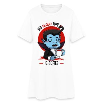 Dessin animé Blood Coffee Vampire - Robe T-shirt Femme - blanc - Devant