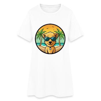 Pumi Chien Race Dessin Animé Lunettes de soleil Plage - Robe T-shirt Femme - blanc - Devant