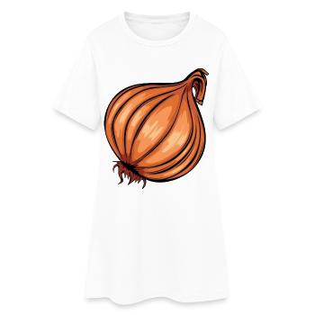 Trendy Onion Cool Vegetable Onions - Women’s T-Shirt Dress - white - Front