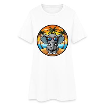 Lunettes de soleil de plage d’été de dessin animé drôle d’éléphant - Robe T-shirt Femme - blanc - Devant
