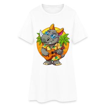 Funny Rhino Summer Beach Sunglasses Hawaiian - Women’s T-Shirt Dress - white - Front