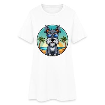 Standard Schnauzer Hunderasse Cartoon Sonnenbrille - Frauen T-Shirt-Kleid - Weiß - Vorne