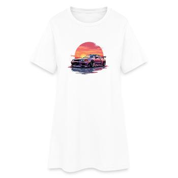 Skyline Sonnenuntergang - Frauen T-Shirt-Kleid - Weiß - Vorne