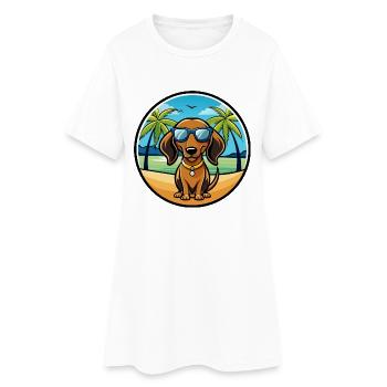 Alpine Dachsbracke Hunderasse Cartoon Sonnenbrille - Frauen T-Shirt-Kleid - Weiß - Vorne
