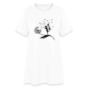 Papillons design puste fleurs prairie coeurs fées - Robe T-shirt Femme - blanc - Devant