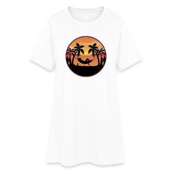 Palm Trees Hammock Sunset - Women’s T-Shirt Dress - white - Front