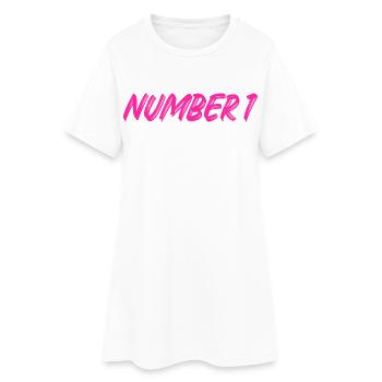 Numéro 1 - un - premier - premier - 1 - numéro 1 - Robe T-shirt Femme - blanc - Devant