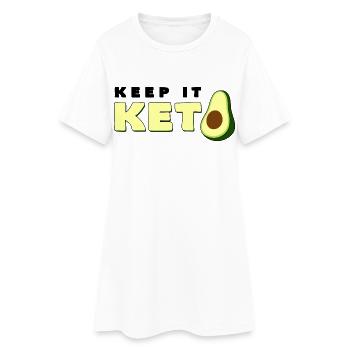Keep It Keto Avocado Saying Ketogenic Diet Gift - Women’s T-Shirt Dress - white - Front