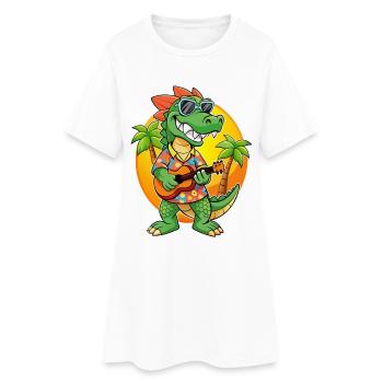 Lustige Krokodil Cartoon Sommer Strand Sonnenbrille - Frauen T-Shirt-Kleid - Weiß - Vorne